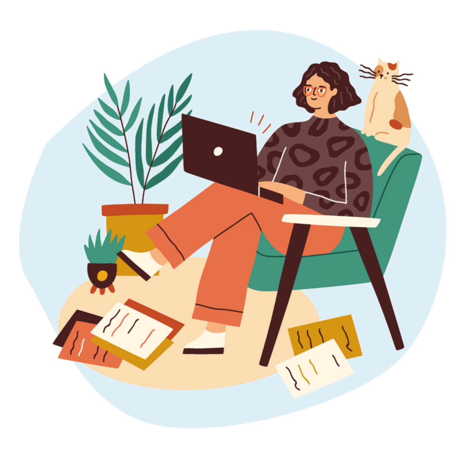 Woman lounging on her computer